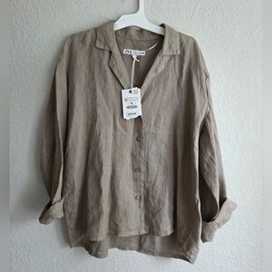 New Zara 100%linen shirt